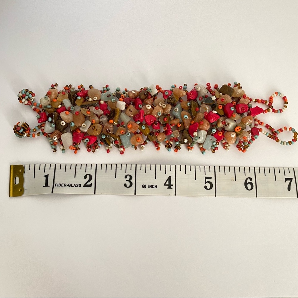 Vintage Multi Color Stone Chips & Seed Bead Bracelet - Picture 2 of 3